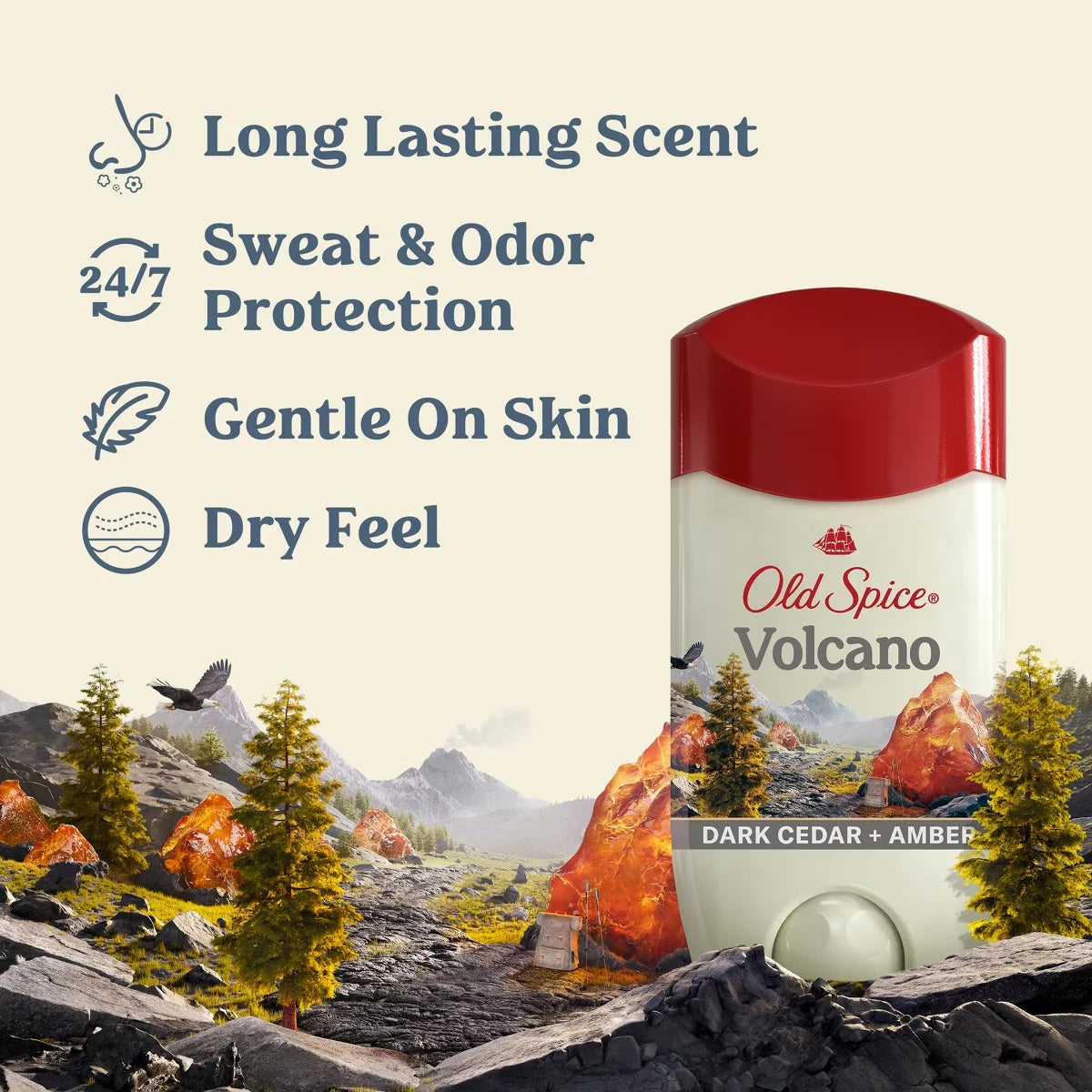 Old Spice Men's Volcano with Charcoal Antiperspirant & Deodorant - 2.6oz: Invisible Solid, Fresh Scent, Normal Skin Secondary image