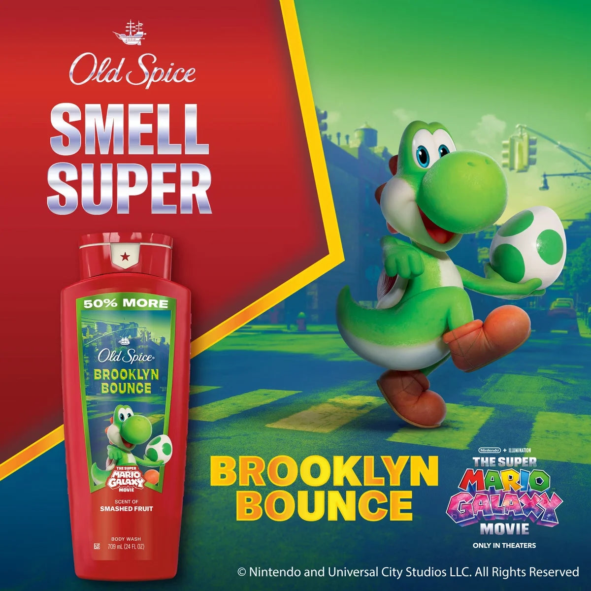 Old Spice x The Super Mario Galaxy Brooklyn Bounce Men's 24/7 Shower Fresh Body Wash - Scent of Smashed Fruit - 24 fl oz Secondary image