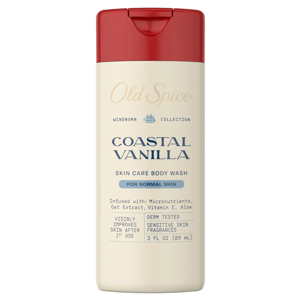Old Spice Windborn Coastal Vanilla Body Wash - 3oz: Whole Body Cleansing, Normal Skin, Liquid, Travel Size