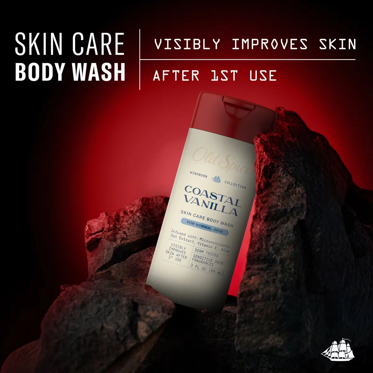 Old Spice Windborn Coastal Vanilla Body Wash - 3oz: Whole Body Cleansing, Normal Skin, Liquid, Travel Size Secondary image