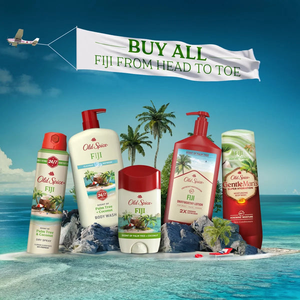 Old Spice Men's Fiji with Palm Tree Antiperspirant & Deodorant - 2.6oz/2pk: Paraben-Free, Invisible Solid, Under Arm Use