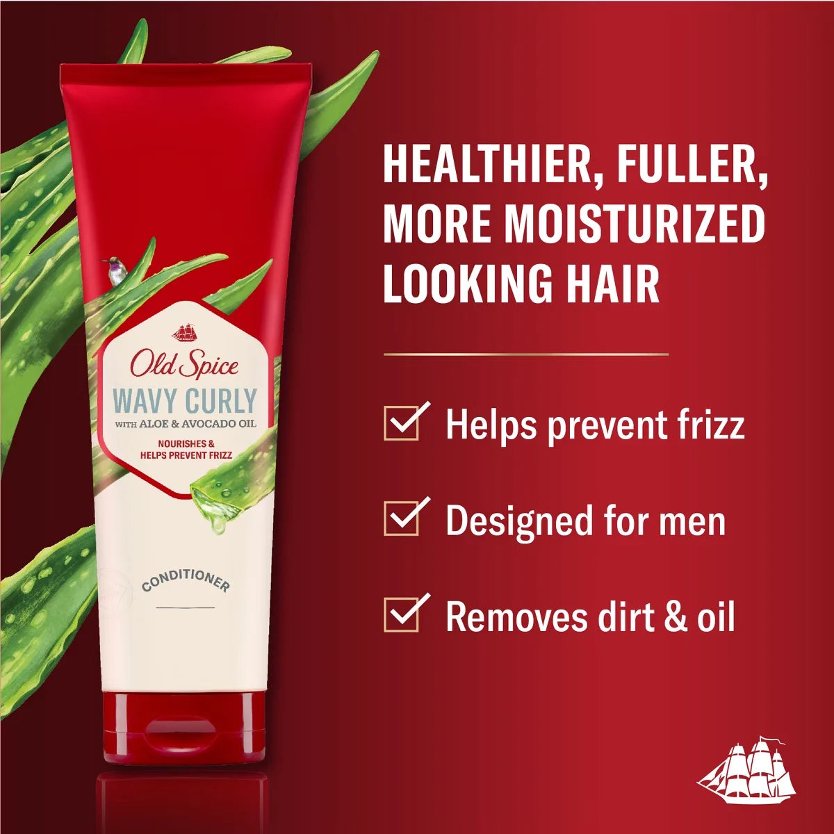Old Spice Wavy Curly Hair Conditioner with Aloe and Avocado Oil - 8 fl oz: Curl Enhancing, All Hair Types, Contains Aloe and Avocado Secondary image