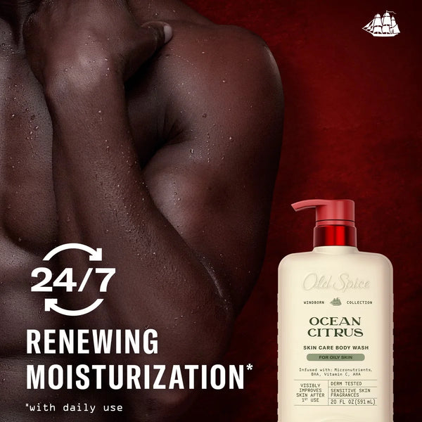 Old Spice Windborn Collection Men 's Body Wash for Oily Skin - Ocean Citrus - 20 fl oz: Moisturizing, Basic Cleansing, Contains Vitamin E