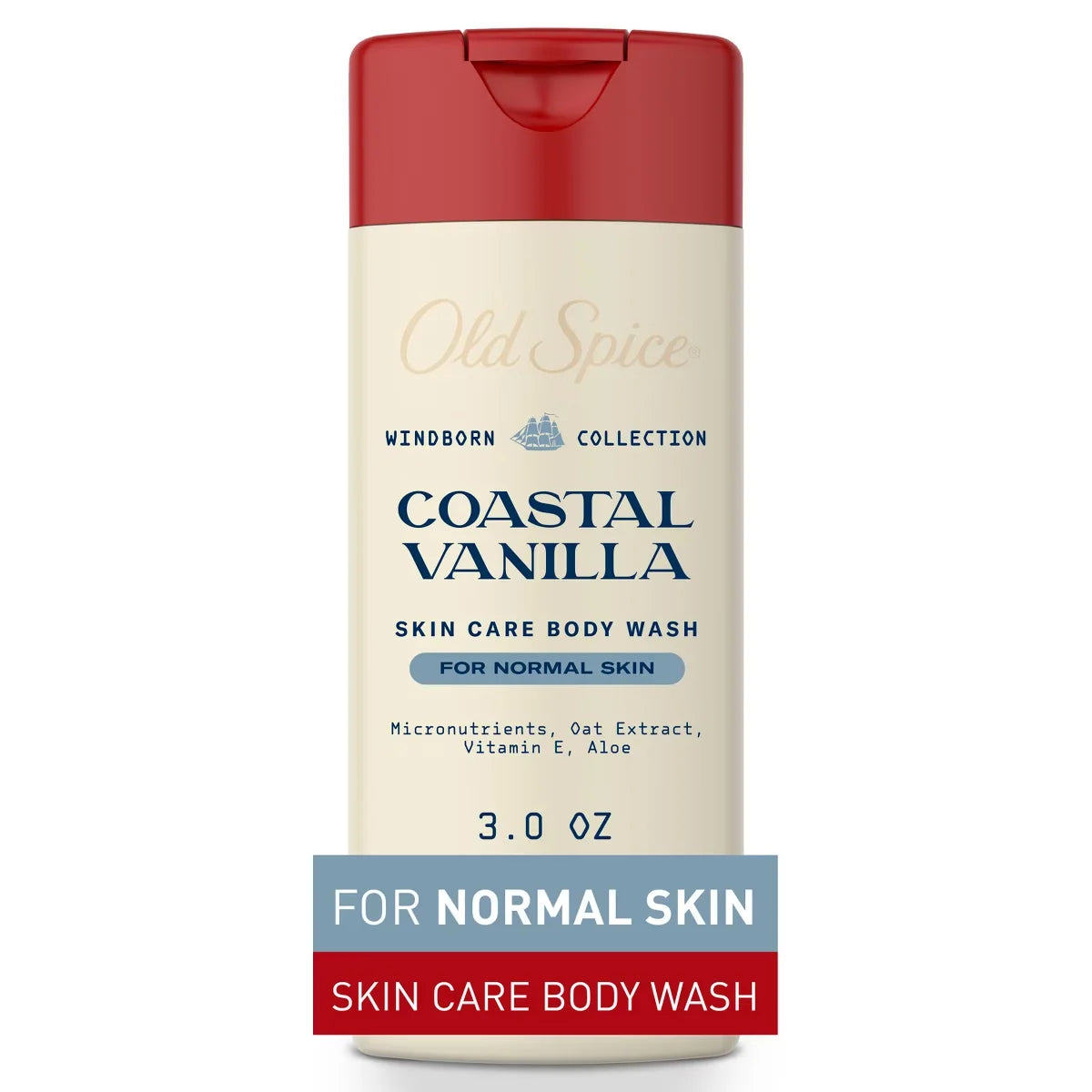 Old Spice Windborn Coastal Vanilla Body Wash - 3oz: Whole Body Cleansing, Normal Skin, Liquid, Travel Size Main image