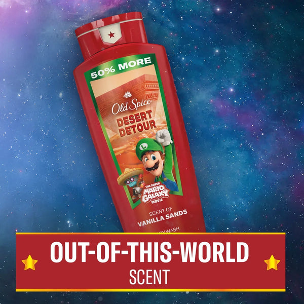 Old Spice x The Super Mario Galaxy Men's 24/7 Shower Fresh Desert Detour Body Wash - Scent of Vanilla Sands - 24 fl oz