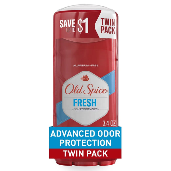 Old Spice High Endurance Deodorant for Men - Aluminum-Free 3.4oz/2pk: Under Arm, Invisible Solid, Fresh Scent, Normal Skin