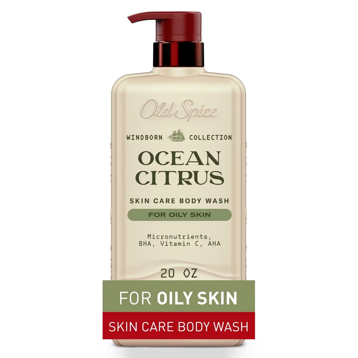 Old Spice Windborn Collection Men 's Body Wash for Oily Skin - Ocean Citrus - 20 fl oz: Moisturizing, Basic Cleansing, Contains Vitamin E Main image