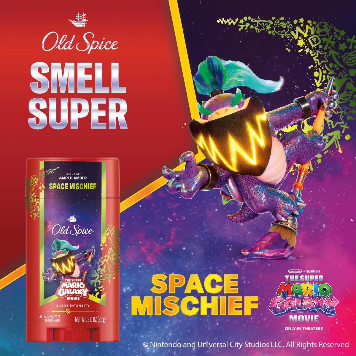 Old Spice x The Super Mario Galaxy Movie 24/7 Lasting Freshness Aluminum-Free Men’s Deodorant - Space Mischief - 3oz Secondary image