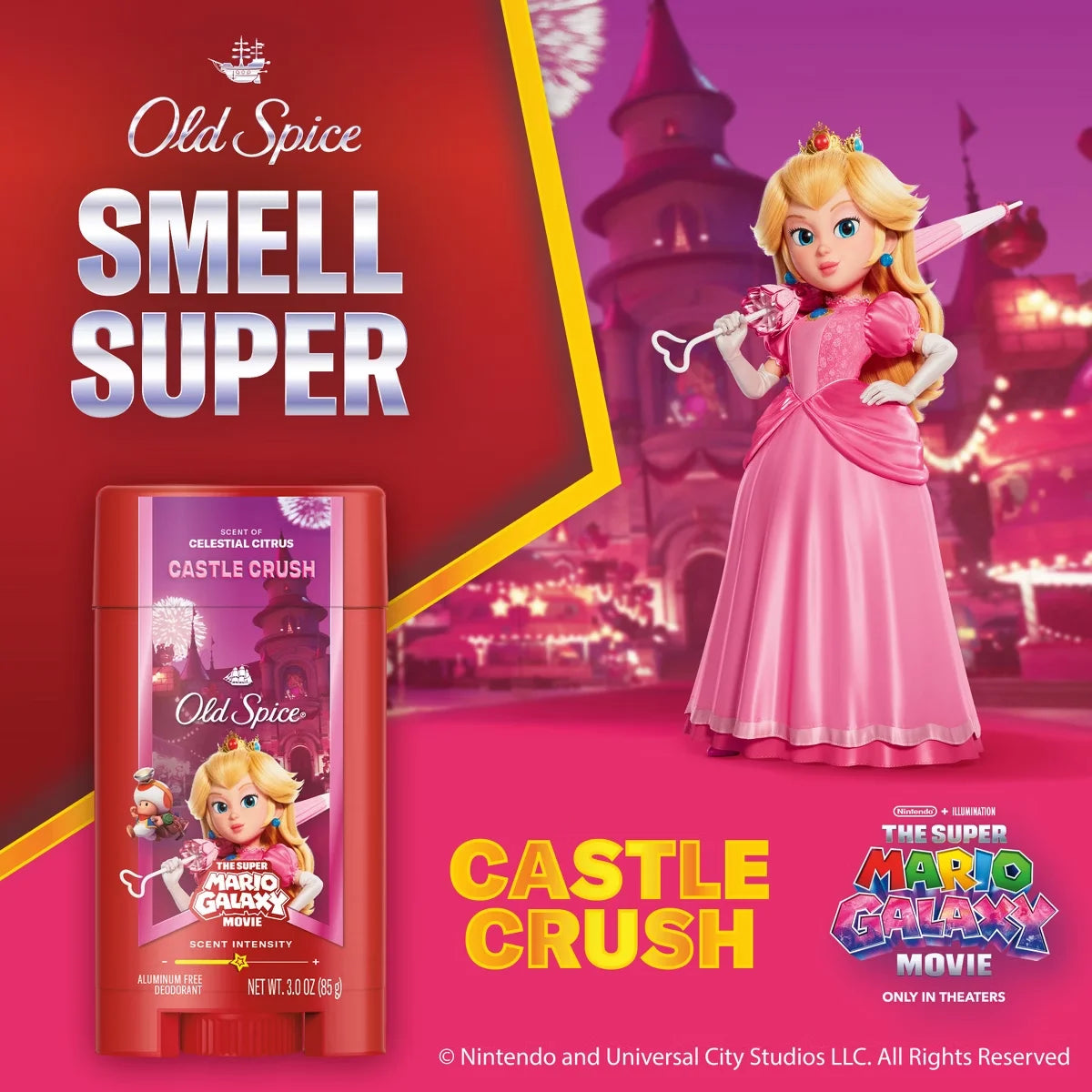 Old Spice x The Super Mario Galaxy Men’s 24/7 Lasting Freshness Aluminum-Free Deodorant - Castle Crush - 3oz Secondary image