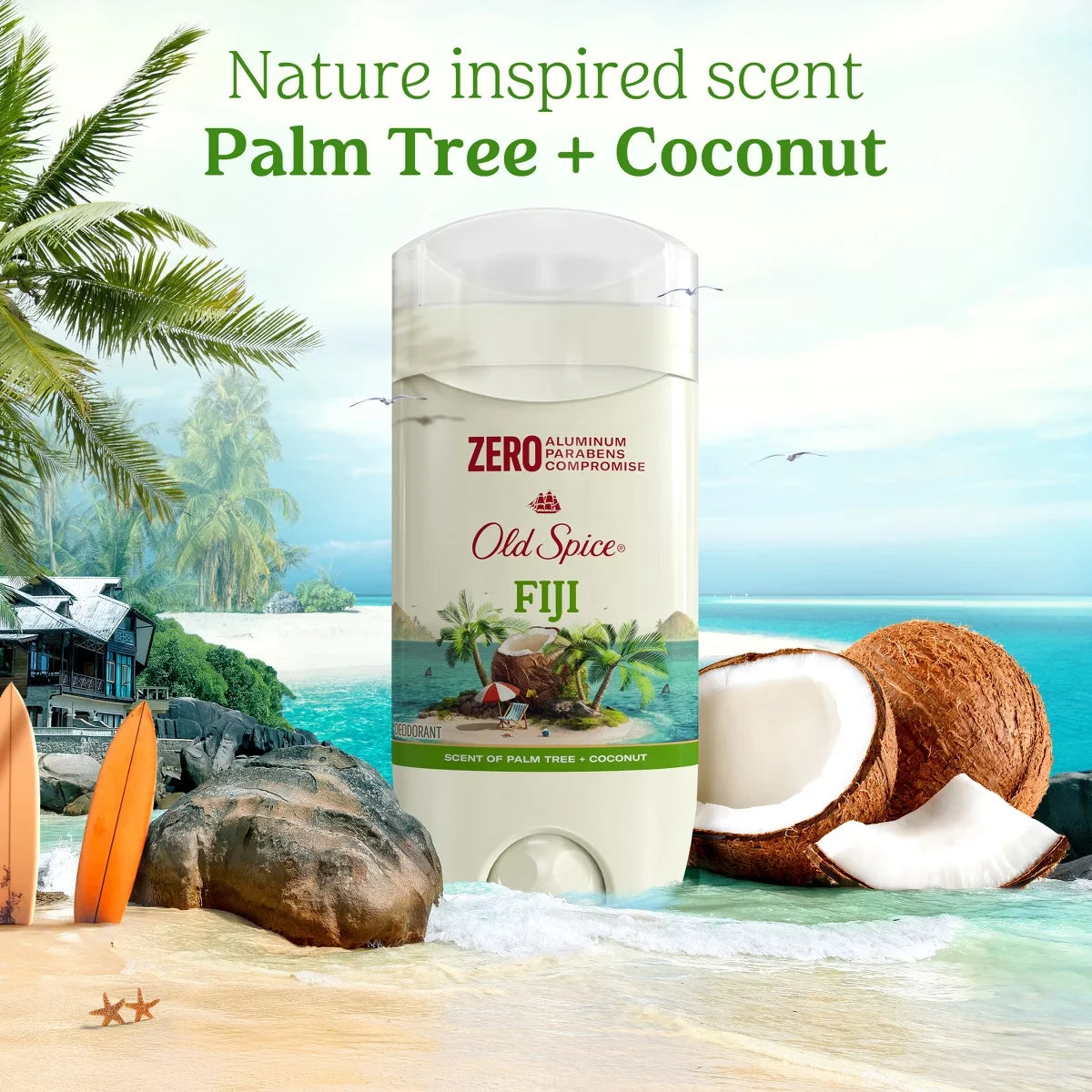 Old Spice Men's Deodorant Fiji with Palm Tree - Aluminum-Free 3oz: Invisible Solid, Normal Skin, Under Arm Use