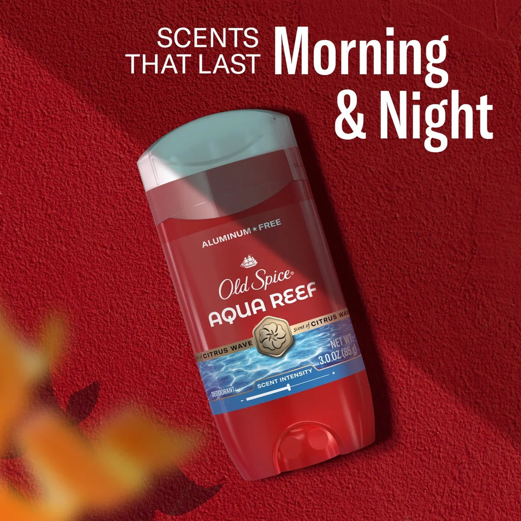 Old Spice Red Zone Aqua Reef Deodorant - 3oz: Invisible Solid, Under Arm Application, Normal Skin, Scented