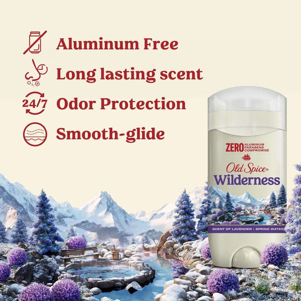 Old Spice Men's Deodorant Wilderness with Lavender - Aluminum-Free 3oz: Invisible Solid, Normal Skin Type, Under Arm Secondary image