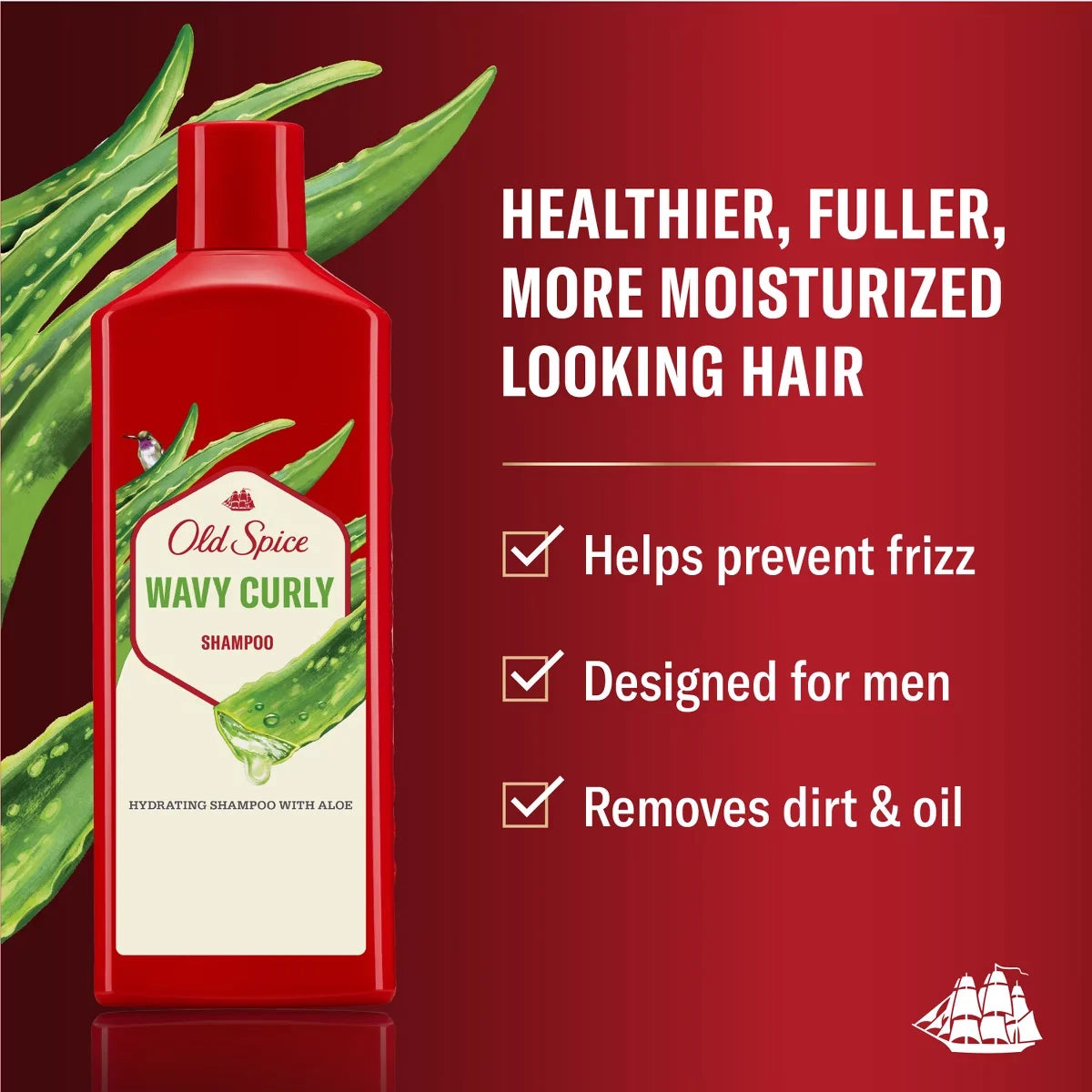 Old Spice Wavy Curly Shampoo with Aloe & Avocado Oil for Men - 13.5 fl oz Secondary image