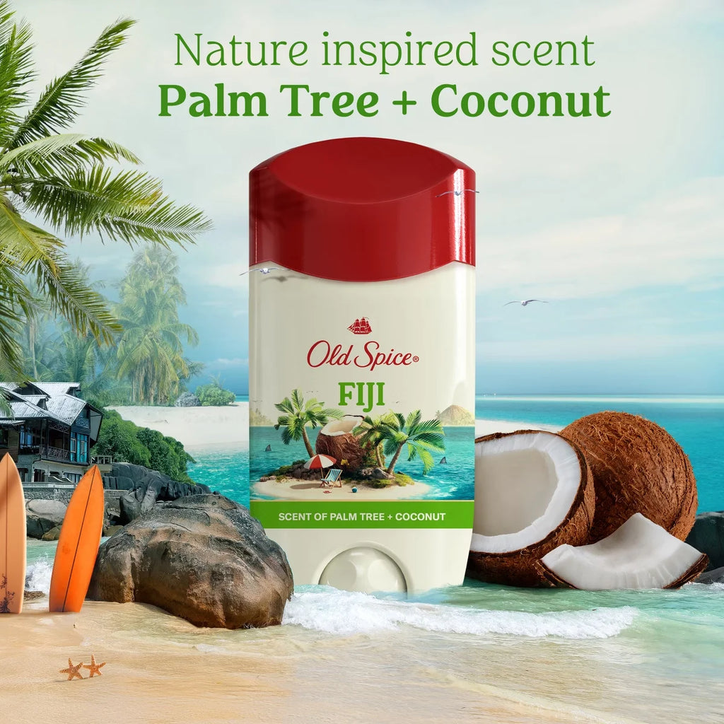 Old Spice Men's Fiji with Palm Tree Antiperspirant & Deodorant - 2.6oz/2pk: Paraben-Free, Invisible Solid, Under Arm Use