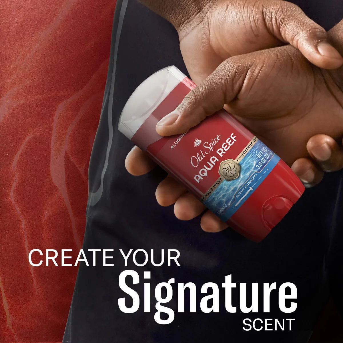 Old Spice Red Zone Aqua Reef Deodorant - 3oz: Invisible Solid, Under Arm Application, Normal Skin, Scented