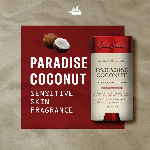 Old Spice Men's Aluminum-Free All Day Freshness Windborn Collection Deodorant - Paradise Coconut - 3oz