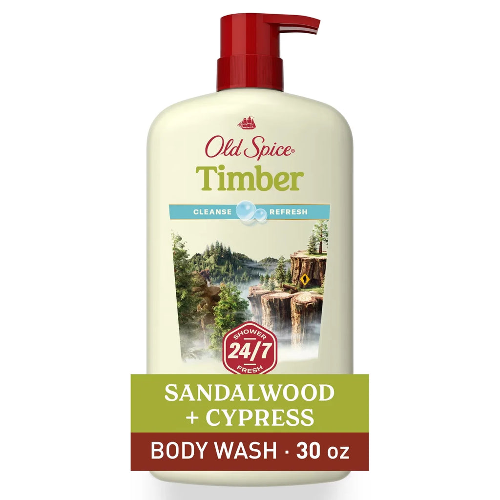 Old Spice Men's Body Wash Timber with Sandalwood - 30 fl oz: For Normal Skin, Liquid Form, Basic Cleansing, Whole Body