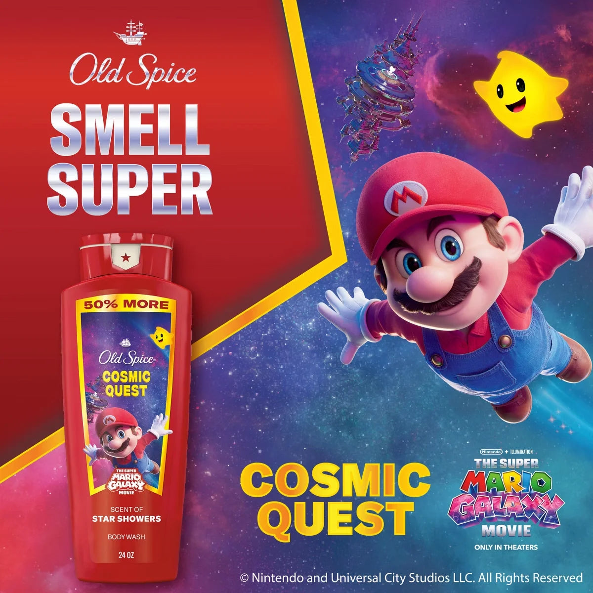 Old Spice x The Super Mario Galaxy Men's 24/7 Shower Fresh Cosmic Quest Body Wash - Scent of Star Showers - 24 fl oz Secondary image