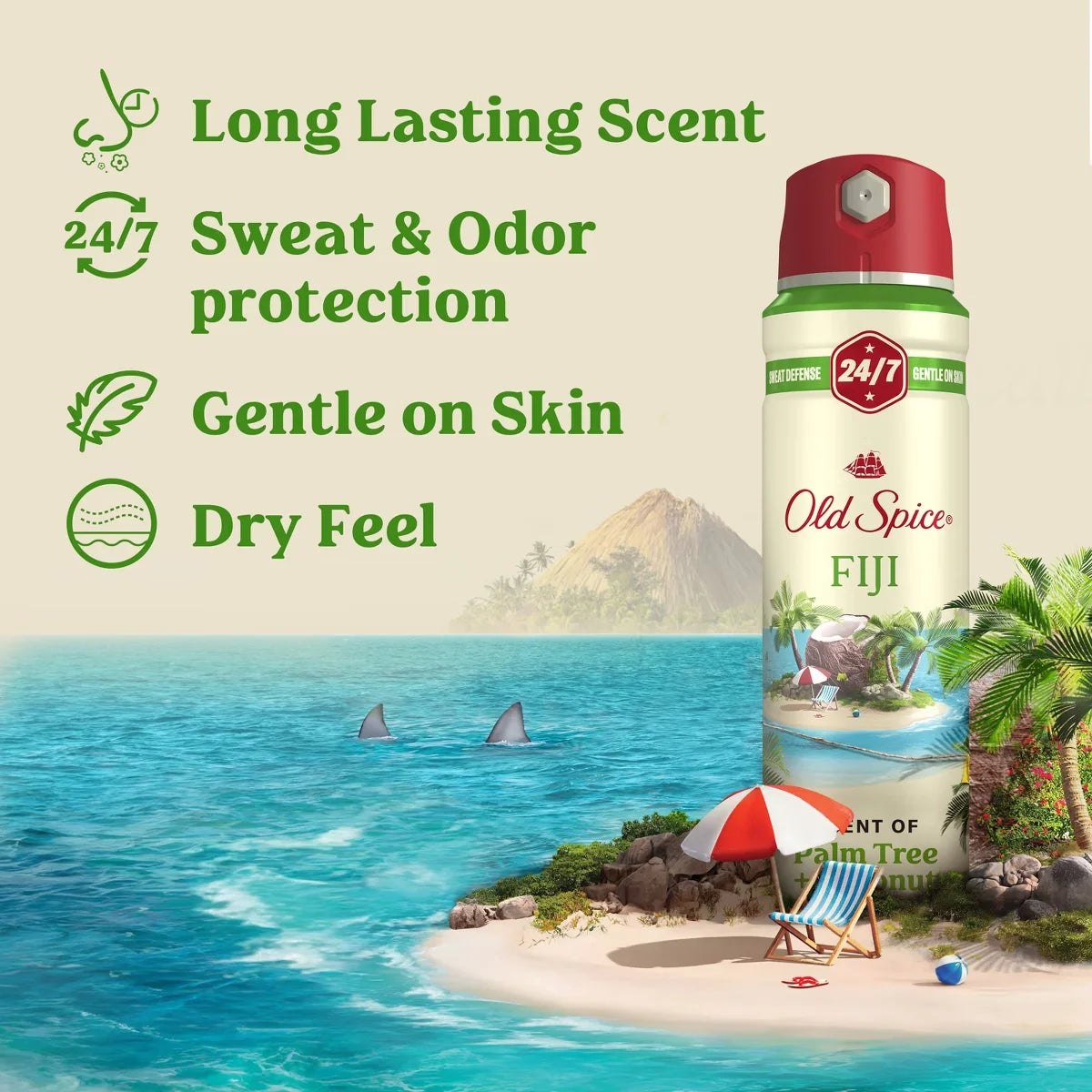 Old Spice Men's Invisible Dry Spray Antiperspirant & Deodorant - Fiji Scent - Fresher Collection - 4.3oz