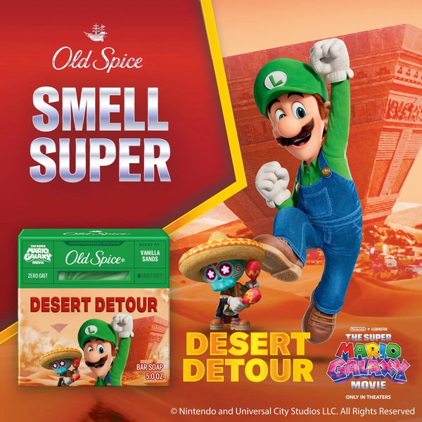 Old Spice x The Super Mario Galaxy Zero Grit - Men’s Desert Detour Cold Processed Bar Soap - Scent of Vanilla Sands - 5oz