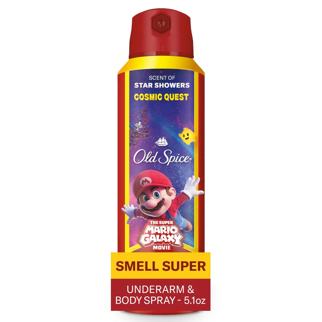 Old Spice x The Super Mario Galaxy Cosmic Quest 24/7 Odor Control Aluminum-Free Deodorant Body Spray - Scent of Star Showers - 5.1 fl oz